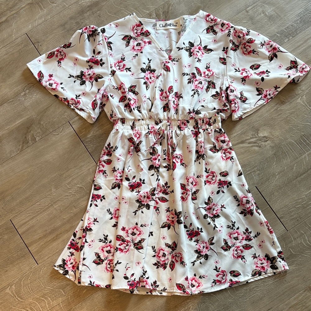 Cherie Bliss Floral Dress Cinched Waist PtP 17”